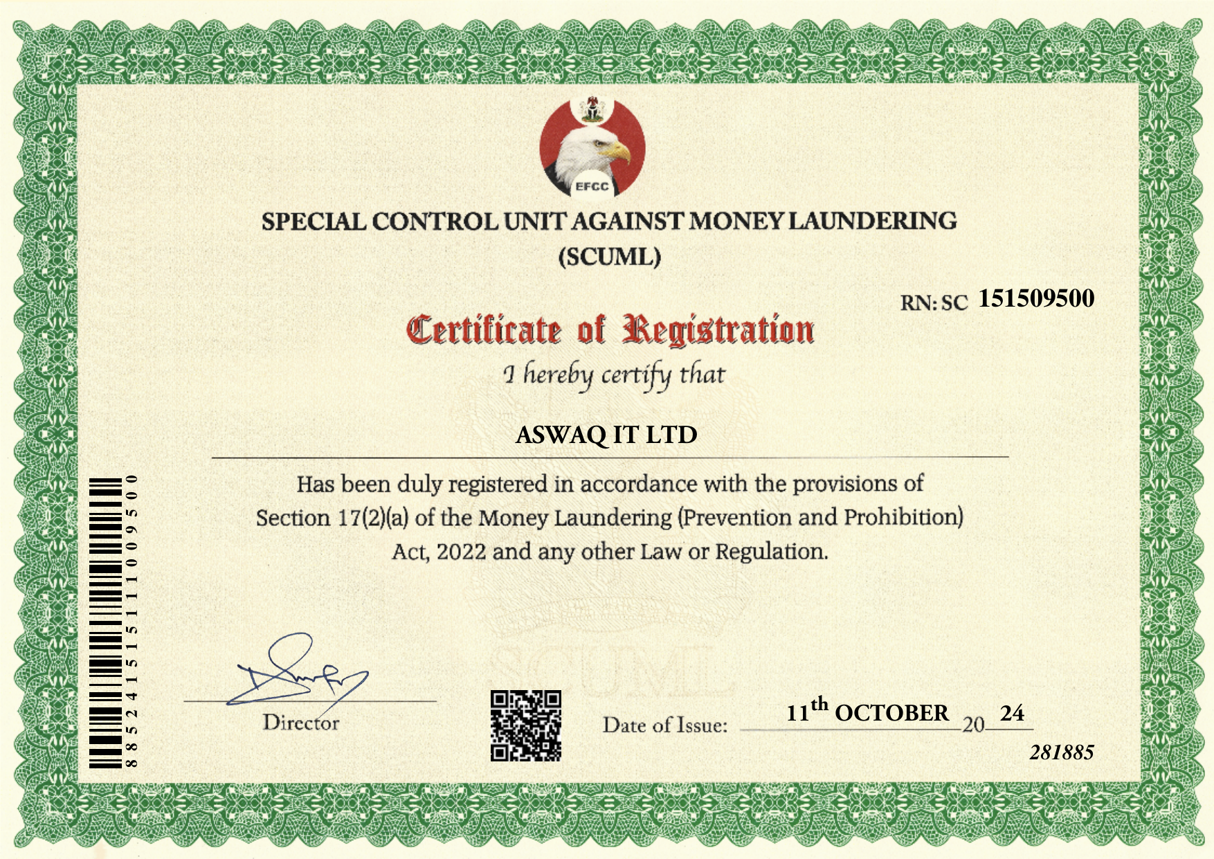 SCML Certificate